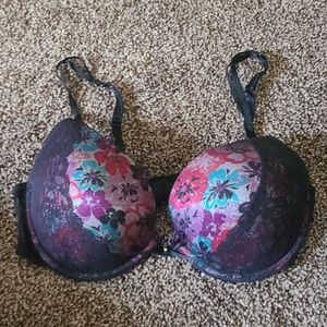 Lace Mesh Floral Push  Up Bra